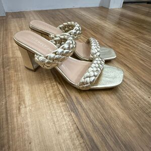 Sincerely Jules Gold Metallic Braided Heeled Sandals Size 9